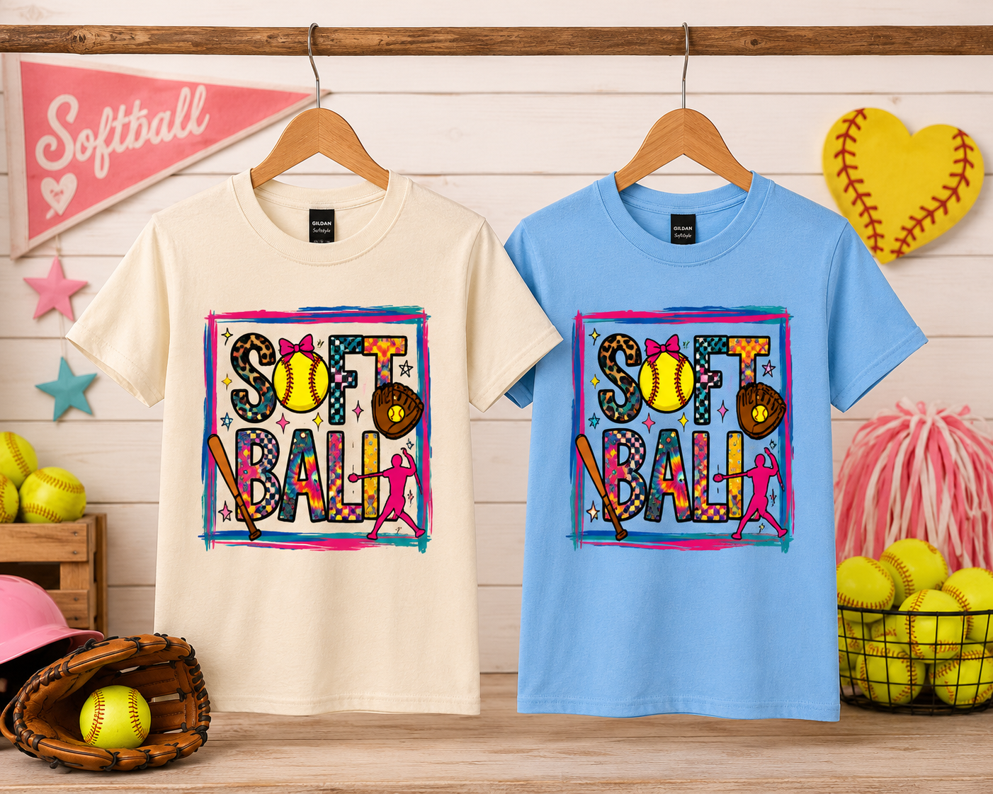 Softball 2 (Gildan Soft Style) Adult Shirt