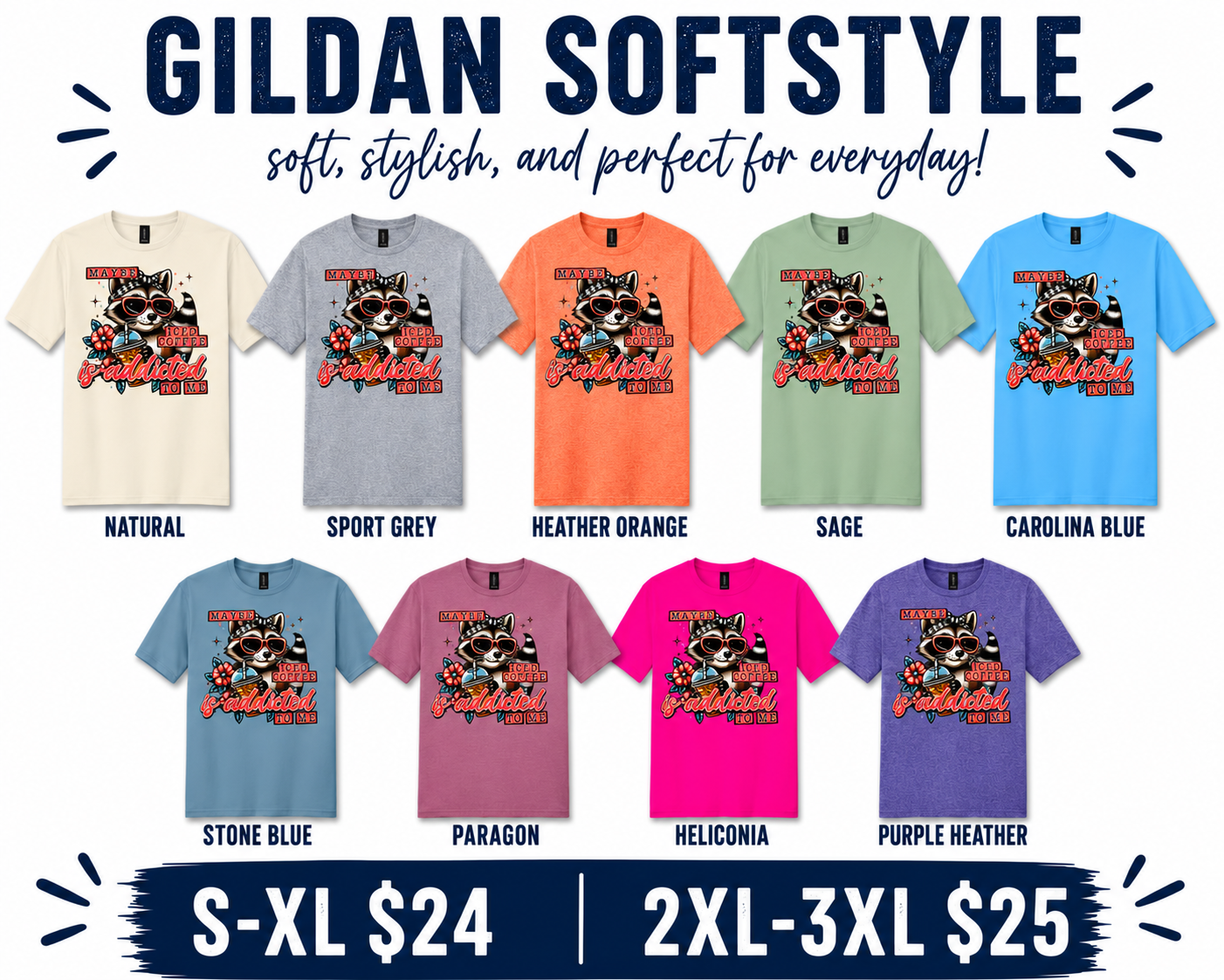 Iced Coffee Adult Shirt- Front Only