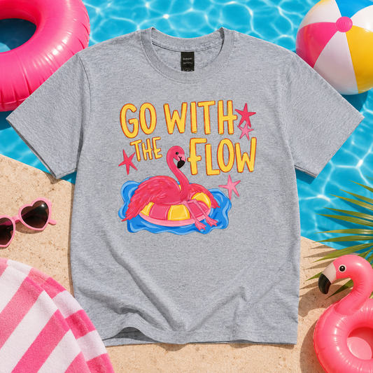Go With the Flow Flamingo Adult Shirt