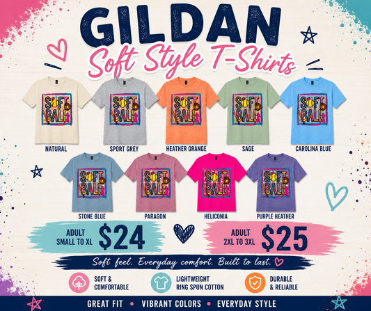 Softball 2 (Gildan Soft Style) Adult Shirt