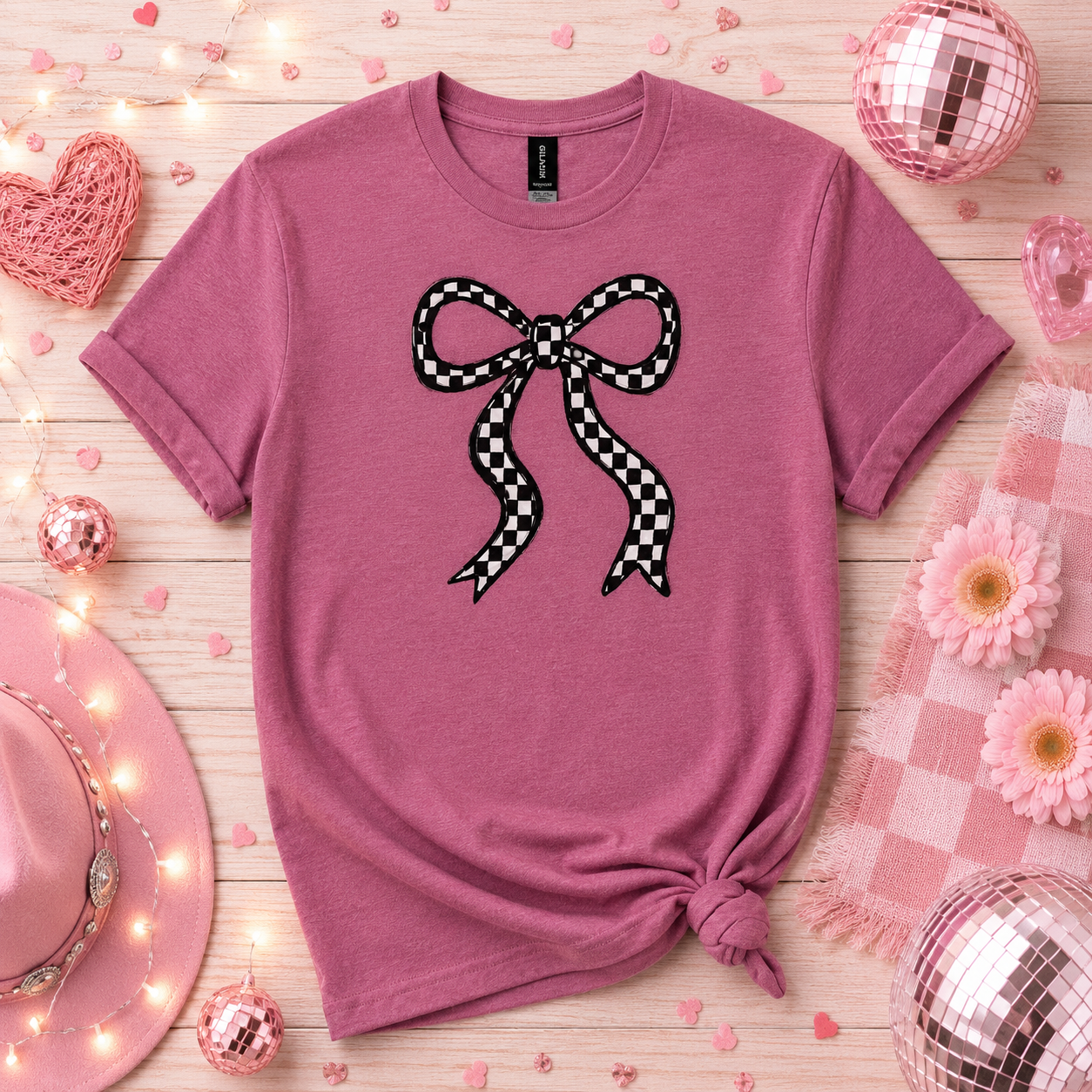 Checkered Bow Adult Shirt