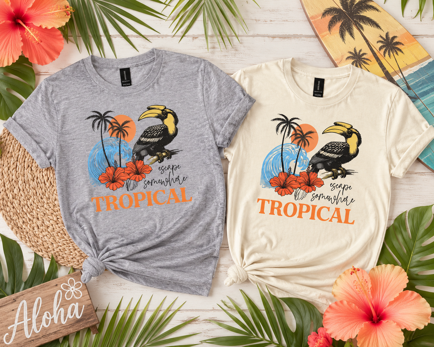 Escape Somewhere Tropical Adult Shirt