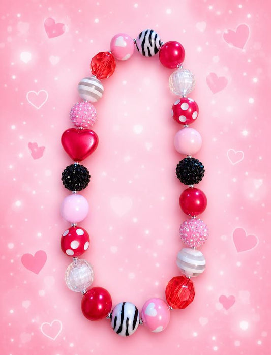 Zebra Print + Heart Bubble Gum Necklace