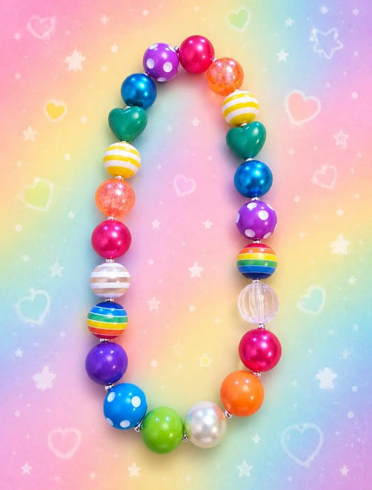 Rainbow Bubble Gum Bead Necklace